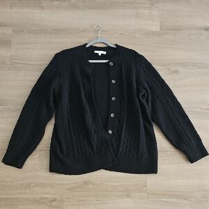 Favorite Daughter Black Button-Up Cardigan Oversized Small Wool Cashmere